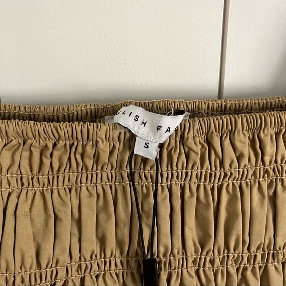 English Factory Scallop Detail Midi Dress Tan - Picture 3 of 9
